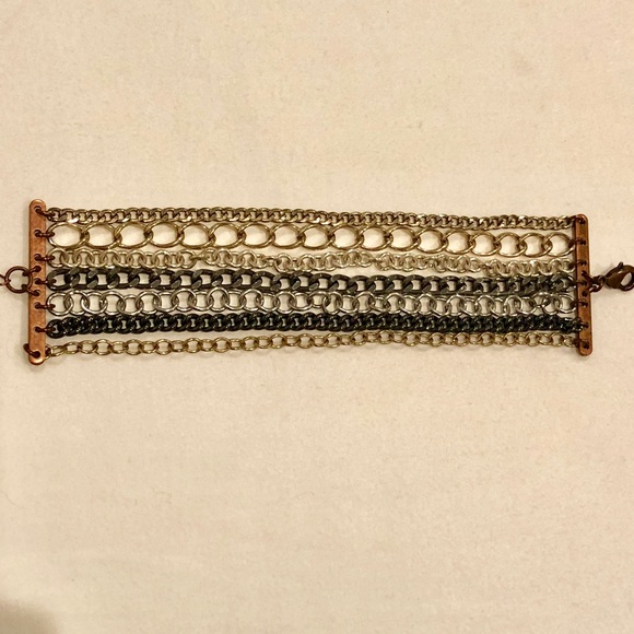 Italian mixed metal chain link adjustable bracelet - Picture 6 of 7